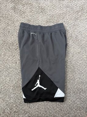 Jordan Gray Mesh Athletic Shorts with Black & White Accents